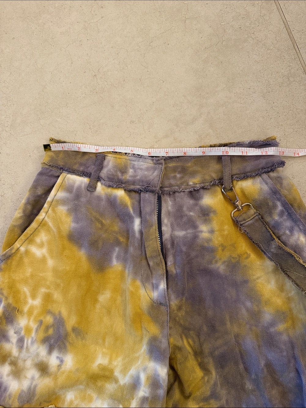 The Ragged Priest Tie-Dye Cargo Pants in Mustard & Charcoal - Picture 8 of 8